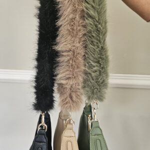 Crescent fur handle bag