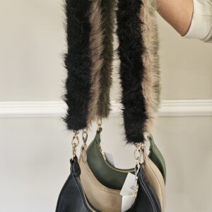 Crescent fur handle bag