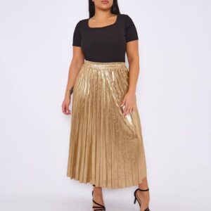 Gold pleate plus skirt