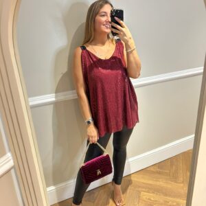 Curve sequin cami top