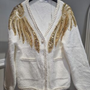 Gold sequin cardigan top