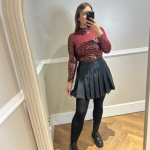 Faux leather pleated skirt